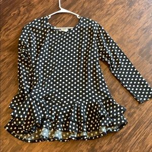 EUC Easel ruffles wool polka dot top sz Large